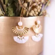 Pendentif éventail ajouré avec anneau ouvert au dos 21x34 mm doré à l'or fin x1