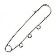 Broche épingle à nourrice - 3 anneaux à décorer 76 mm rhodié x1