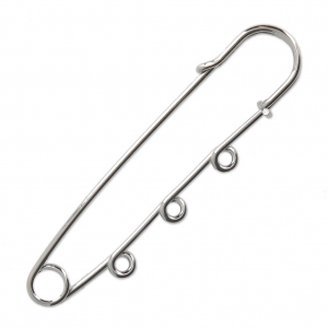 Broche épingle à nourrice - 3 anneaux à décorer 76 mm rhodié x1