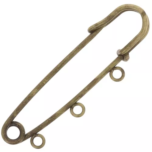 Broche épingle à nourrice - 3 anneaux à décorer 50 mm bronze x1