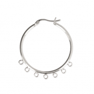 Créoles 7 anneaux à décorer en laiton 32 mm Placage Argent fin x2