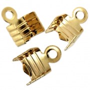 Pince lacet plat strié 4 mm doré à l'or fin x10|raw }}