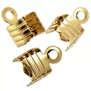 Pince lacet plat strié 4 mm doré à l'or fin x10