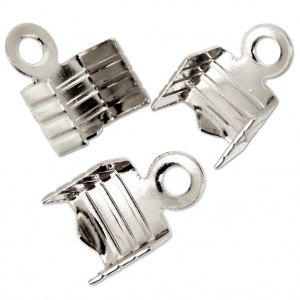 Pince lacet plat strié 4 mm Placage Argent fin x10