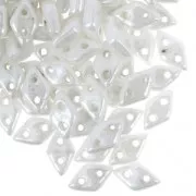 Perles en verre Czechmates Diamond 2 trous 4x6 mm Opaque White Ceramic Look x5g
