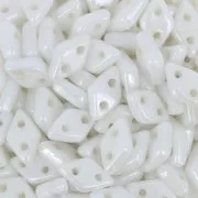 Perles en verre Czechmates Diamond 2 trous 4x6 mm Opaque White Ceramic Look x5g