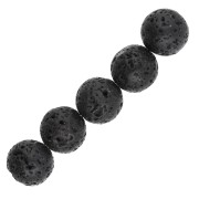 Perles Rondes 10.5 mm en Pierre de Lave x5