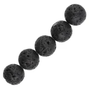 Perles Rondes 10.5 mm en Pierre de Lave x5