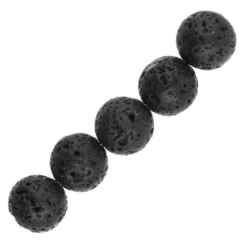 Perles Rondes 10.5 mm en Pierre de Lave x5