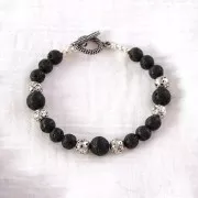 Perles Rondes 10.5 mm en Pierre de Lave x5