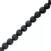 Perles Rondes 6 mm en Pierre de Lave x15