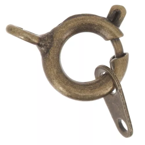 Fermoir à ressort avec attache tag 7 mm bronze x1