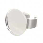 Bague serti cabochon fond plat 20 mm Argent 925 x1|raw }}