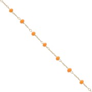 Chaîne perlée alternée de perles facettées en verre 2.95 mm Doré satiné/Orange x1m