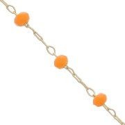 Chaîne perlée alternée de perles facettées en verre 2.95 mm Doré satiné/Orange x1m