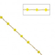 Chaîne perlée alternée de perles facettées en verre 2.95 mm Doré satiné/ Jaune x1m|raw }}