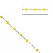 Chaîne perlée alternée de perles facettées en verre 2.95 mm Doré satiné/ Jaune x1m