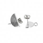 Clous d'oreilles demi-cercle avec anneau à décorer en laiton 15x9 mm rhodié x2|raw }}