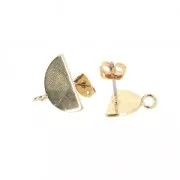 Clous d'oreilles demi-cercle avec anneau à décorer en laiton 15x9 mm light gold x2