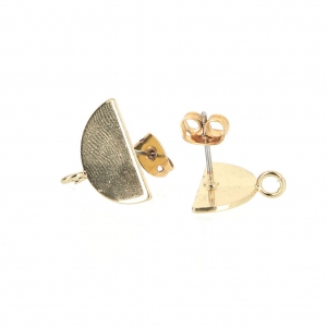 Clous d'oreilles demi-cercle avec anneau à décorer en laiton 15x9 mm light gold x2