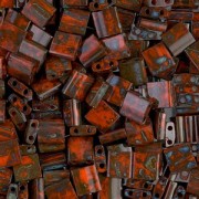 Miyuki Tila Beads 5x5x1.9 mm TL-4520 - Opaque Orange Picasso x10g|raw }}
