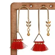 Clous d'oreilles avec 2 anneaux à décorer en laiton 36x15 mm rhodié x2