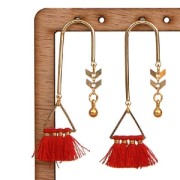 Clous d'oreilles avec 2 anneaux à décorer en laiton 36x15 mm doré rose x2