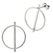 Boucles d'oreilles design rond et barrette à décorer en laiton 25 mm rhodié x2|raw }}