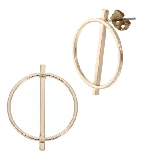 Boucles d'oreilles design rond et barrette à décorer en laiton 25 mm doré rose x2