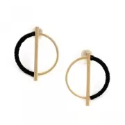 Boucles d'oreilles design rond et barrette à décorer en laiton 25 mm doré rose x2