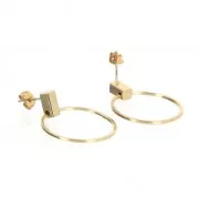 Boucles d'oreilles design rond à décorer en laiton 30 mm light gold x2