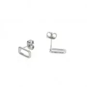Boucles d'oreilles design rectangle à décorer en laiton 10 mm rhodié x2