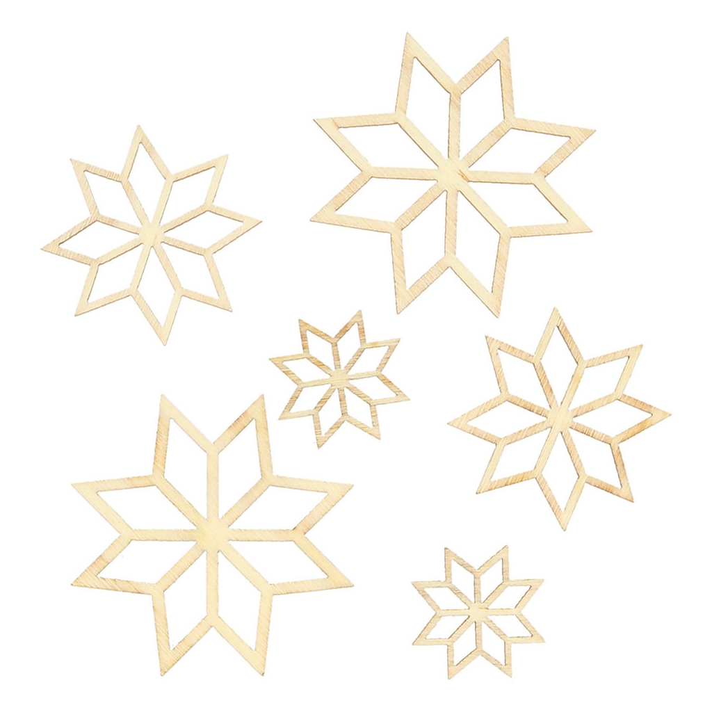Assortiment Mini Silhouettes Flocon De Neige En Bois Naturel X30