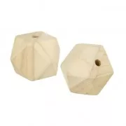 Lot de 2 grosses perles facettées en bois brut 45x50 mm pour suspension macramé