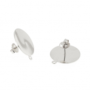 Clous d'oreilles disque 18 mm pour la création de bijoux fantaisie Placage argent fin x2