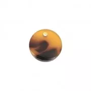 Sequin rond en acétate de cellulose 11.5 mm Ecaille de tortue Marron/Noir x1