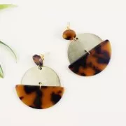 Sequin rond en acétate de cellulose 11.5 mm Ecaille de tortue Marron/Noir x1