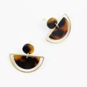 Sequin rond en acétate de cellulose 13.5 mm Ecaille de tortue Marron/Noir x1