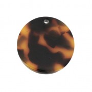 Sequin rond en acétate de cellulose 20 mm Ecaille de tortue Marron/Noir x1