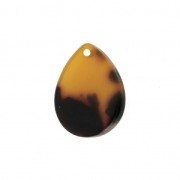 Pendentif goutte en acétate de cellulose 18x14 mm Ecaille de tortue Marron/Noir x1|raw }}