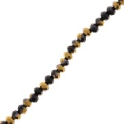 Perles rondelles facettées - rondes aplaties -3x2 mm Black / Golden x41cm|raw }}