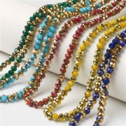 Perles rondelles facettées - rondes aplaties - 3.5x3 mm Light Blue/Golden x36 cm