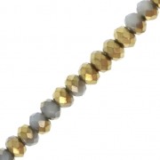 Perles rondelles facettées - rondes aplaties - 3x2.5 mm Dark Gray / Golden x32cm