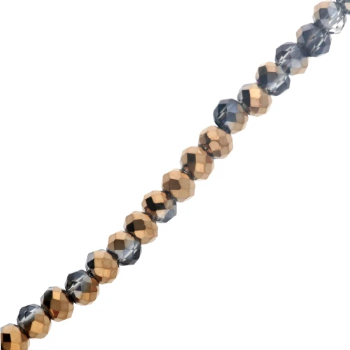 Perles rondelles facettées - rondes aplaties - 3x2.5 mm Dark Gray / Golden x32cm