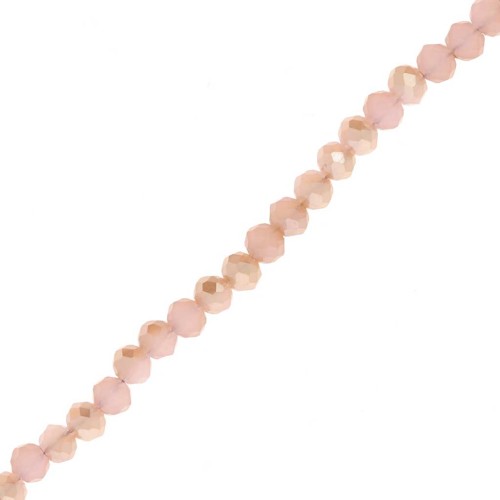 Perles rondelles facettées rondes aplaties 3.5x3 mm - Peach Puff rainbow x35cm
