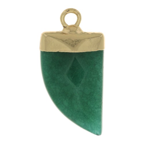Mini pendentif dent de requin - pierre imitation gemme 20 mm Aventurine/doré x1