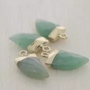 Mini pendentif dent de requin - pierre imitation gemme 20 mm Aventurine/doré x1