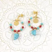 Mini pendentif dent de requin - pierre imitation gemme 20 mm Aventurine/doré x1