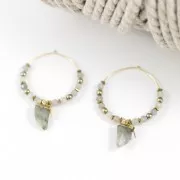 Mini pendentif dent de requin - pierre imitation gemme 20 mm Aventurine/doré x1