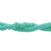 Perles Heishi rondelles en pâte polymère 5x1 mm Turquoise x39 cm